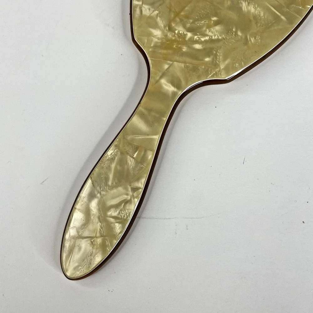 Vtg Keystone Art Deco Vanity Plastic Celluloid Dresser Hand Mirror Pearlized‎